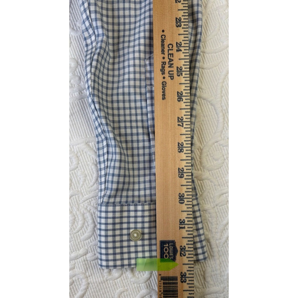Banana Republic Men XS No-Iron Standard Fit Dress Shirt Blue White Gingham Check - Picture 6 of 7